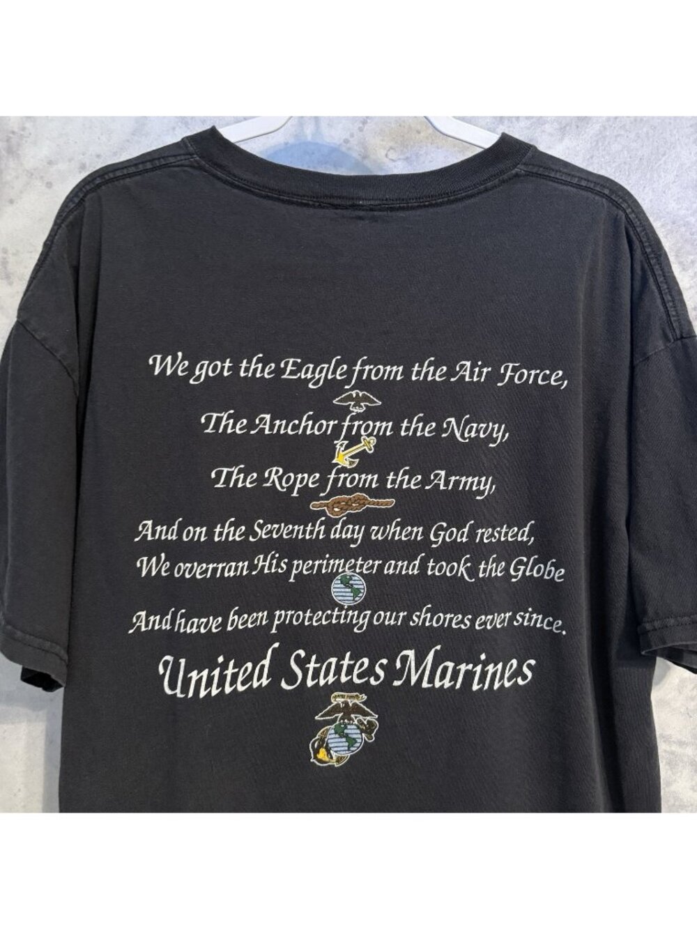 Vintage United States Marines T Shirt Mens XL Black Short Sleeve